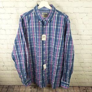 JoS. A. Bank 1905 Tailored Fit Blue & Pink Button Down Shirt - NWT - XL